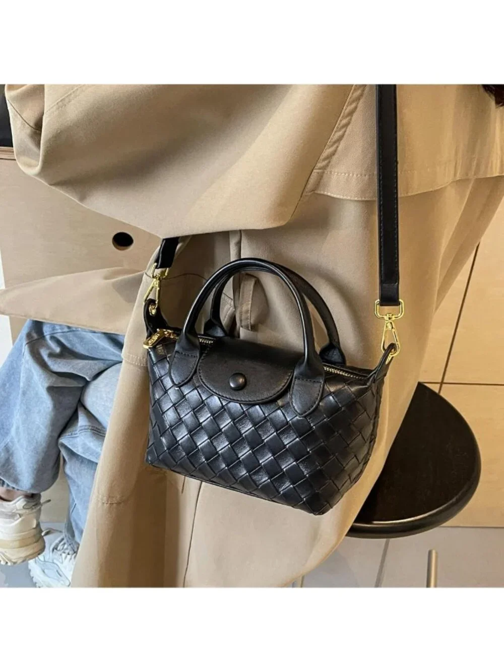Mini Braided Luxury Leather Handbag - Stylish Top Handle Satchel for Travel
